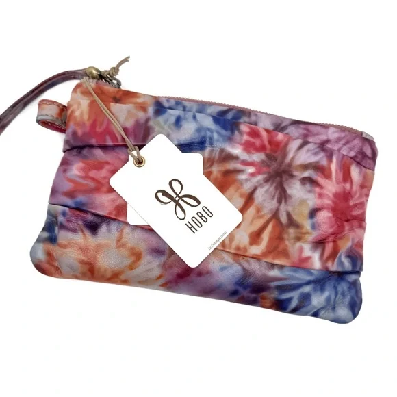 HOBO Waver Floral Tie-Dye Clutch Leather Bag Hard to Find - Picture 2 of 11